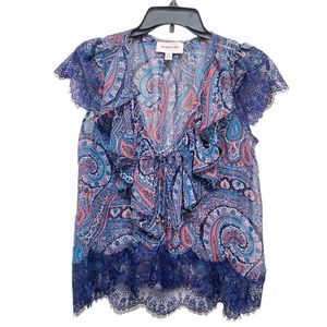 Highline Collective Women's Small Petite Paisley See Through Top Blouse Fairy
